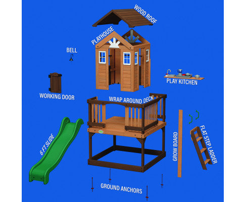 Backyard Discovery Echo Heights Cubby House with Slide