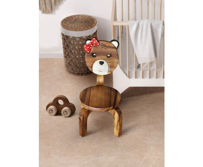 Children's furniture Set Bear Table and 2 Chairs -natural wood handmade