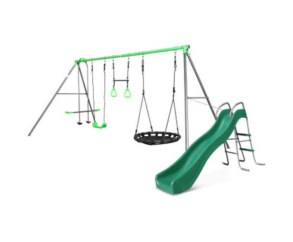 Lifespan Kids Lynx 4 Station Swing Set with Slippery Slide