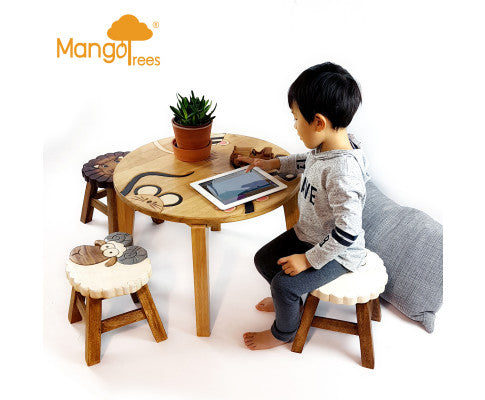 Mix Animal Table + 4 stools Set