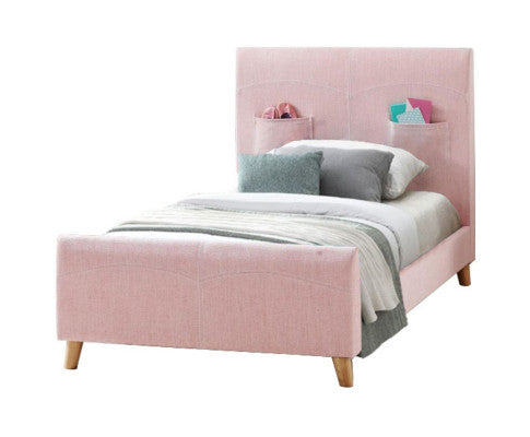 Phlox Kids Single Fabric Upholstered Bed with Timber Frame