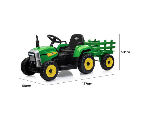 ROVO KIDS Electric Battery Operated Ride On Tractor Toy, Remote Control, Green and Yellow