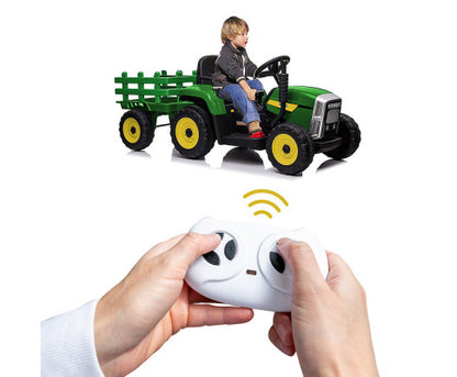 ROVO KIDS Electric Battery Operated Ride On Tractor Toy, Remote Control, Green and Yellow