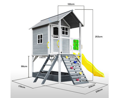 Rovo Kids Wooden Tower Cubby with Slide