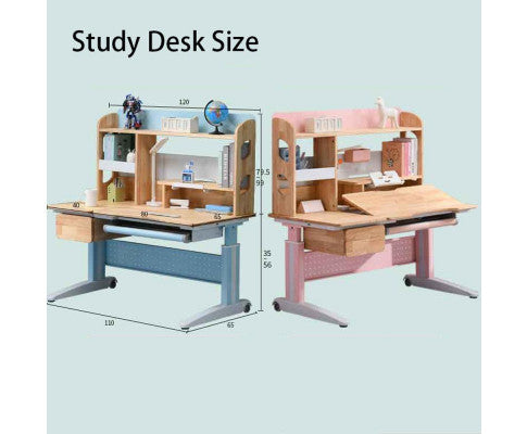 Solid Rubber Wood Height Adjustable Children Ergonomic Study Desk with Chair 120cm